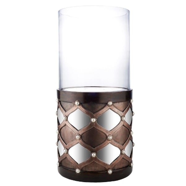 Manmade 22 in. Arabesque Mirror Floor Candleholder, Brown - MA1838371