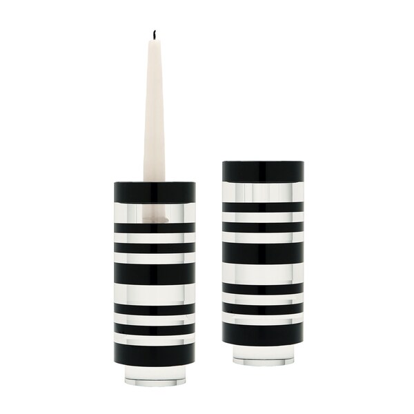 Elk Signature Tuxedo Sliced Crystal Candleholders Set of 2, Small - 980001/S2