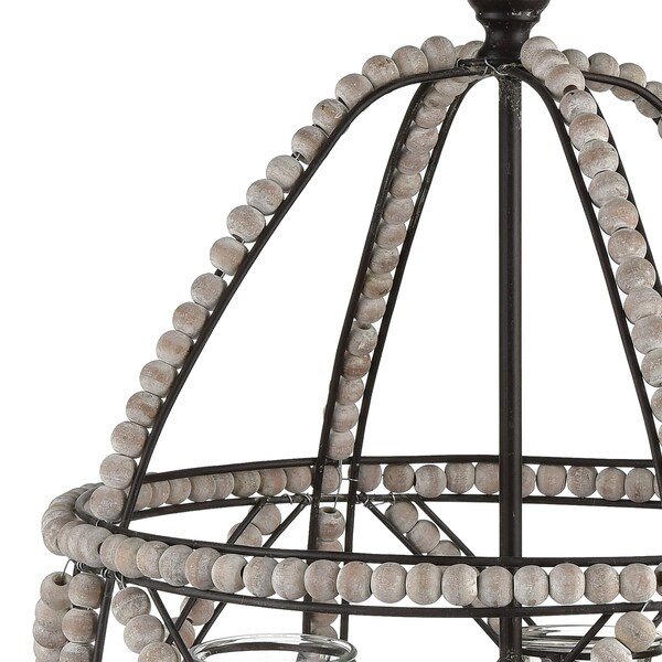 Elk Signature Riverrun Candle Holder in Whitewashed Wood and Oil Rubbed Bronze, Small - 351-10776