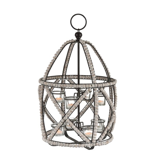 Elk Signature Riverrun Candle Holder in Whitewashed Wood and Oil Rubbed Bronze, Small - 351-10776