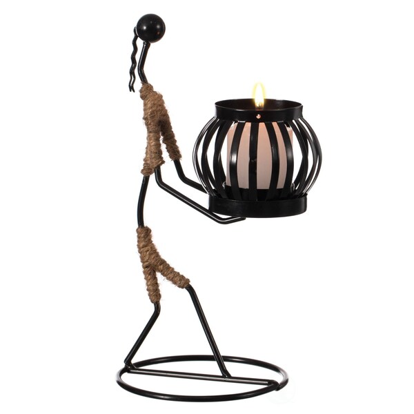 Fabulaxe Wire Figure Candle Holder Modern Tea Light Lantern Tabletop Centerpiece Candle Stand, 2PK - QI004343.AB