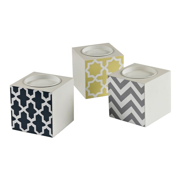 Elk Studio Chevron Print Candle Holders 3piece Set - 129-1099/S3