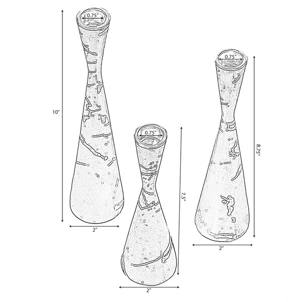 Fabulaxe Marble Resin Candle Holders - Pack of 18 Black Decorative Taper Candlesticks for Home Decor,  - QI004063.BK.6