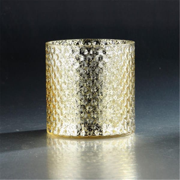 Diamond Star Diamond Star 57176 5.5 x 5.5 in. Glass Candle Holder; Gold - 57176