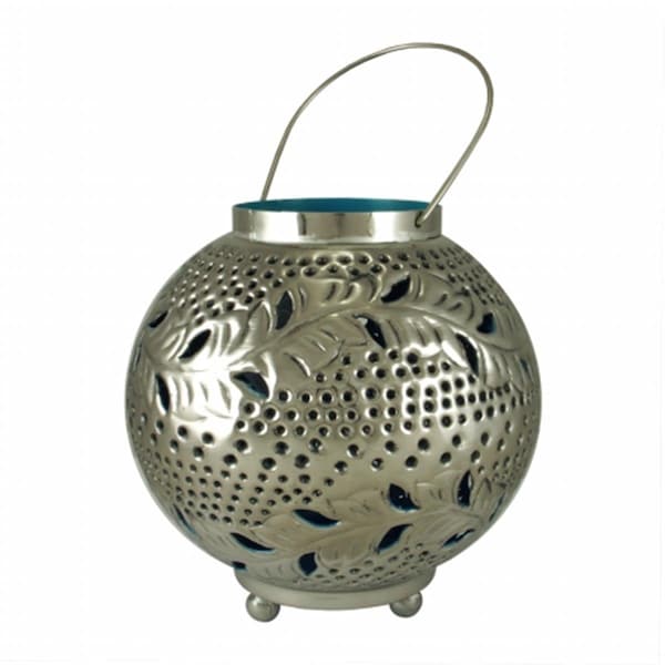 Northlight Seasonal 8 in. Tropicalia Silver and Blue Cut-Out Floral Votive Candle Holder - 31370209