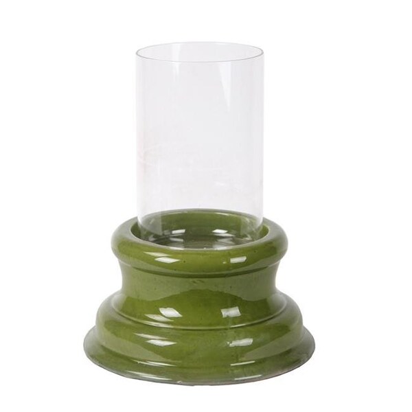 Privilege Privilege 66780 Ceramic & Glass Candle Holder - Green - 66780