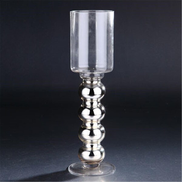 Diamond Star 16.5 x 4.5 in. Glass Candle Holder, Silver - 40008