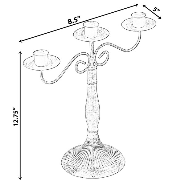 Fabulaxe Antique 12 Distressed 3 Arm Metal Candelabra for Dining Room, Entryway, Kitchen and Vanity - QI004339.TE