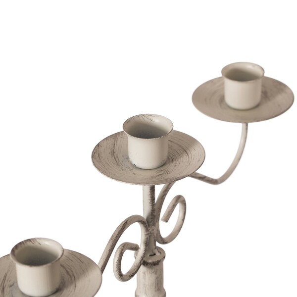 Fabulaxe Antique 12 Distressed 3 Arm Metal Candelabra for Dining Room, Entryway, Kitchen and Vanity - QI004339.TE