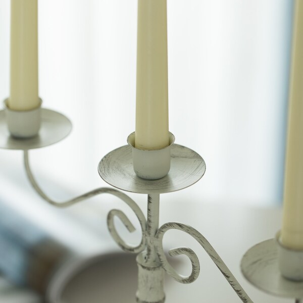 Fabulaxe Antique 12 Distressed 3 Arm Metal Candelabra for Dining Room, Entryway, Kitchen and Vanity - QI004339.TE