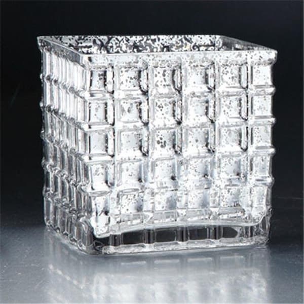 Friends Are Forever 6 x 6 x 6 in. Square Glass Candle Holder; Silver - FR991085