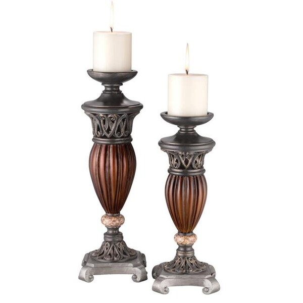 Ore Furniture Ore Furniture K-4190C 16 - 13 in. Roman Bronze Collection- 2 In 1 Candleholder Set - K-4190C