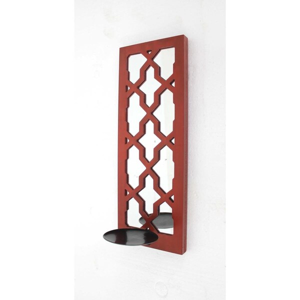 Palacedesigns 17 x 5 x 6 in. Mirrored Candle Holder Sconce Red - PA3675295