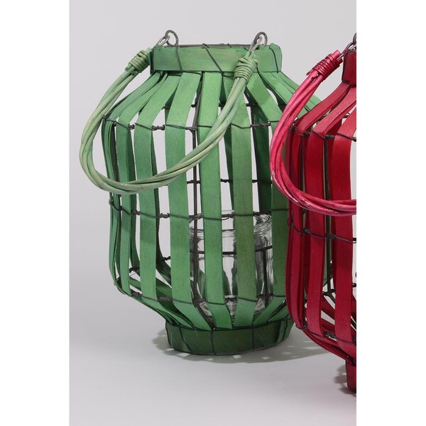 Northlight Seasonal 20 in. Tropicalia Green Cabana Tiki Bar Votive Candle Holder Lantern - 31369901