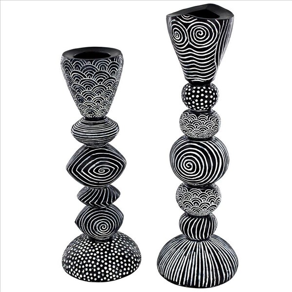 Design Toscano Tribal Funk Contemporary Candle Holder Set - QL9655