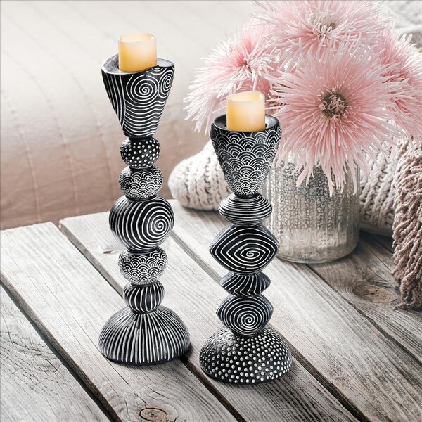 Design Toscano Tribal Funk Contemporary Candle Holder Set - QL9655