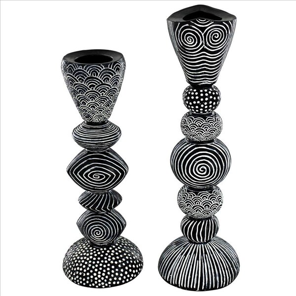 Design Toscano Tribal Funk Contemporary Candle Holder Set - QL9655