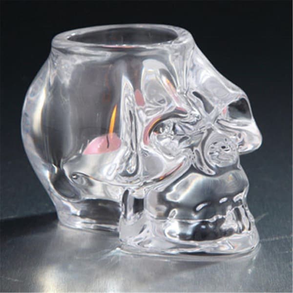 Diamond Star Diamond Star 68053 5.5 x 5.5 x 4 in. Glass Skull Candle Holder; Clear - 68053
