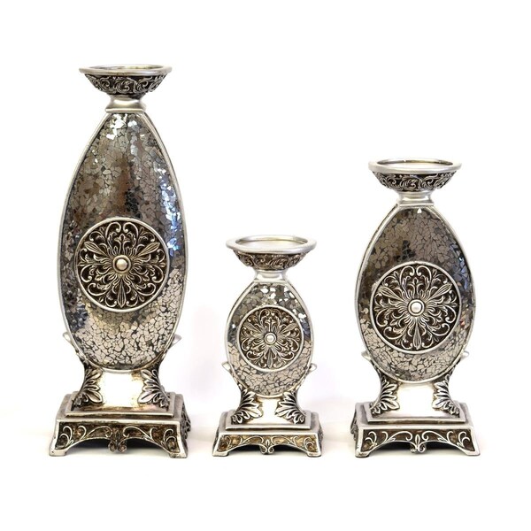 Afd Home Laviere Candleholders - Silver, Set of 3 - 12009557
