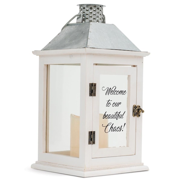 Cottage Garden Welcome to Our Beautiful Chaos Lantern - LTN212W