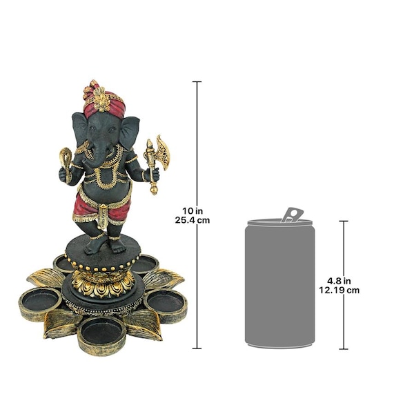 Design Toscano Standing Lord Ganesha on Lotus Flower Candle Holder Statue - QS29200
