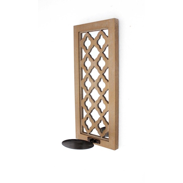 Decoracion Traditional Mirrored Wooden Candle Holder Sconce - DE3703412