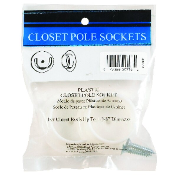 John Sterling Pro 1-3/8 in. L X 1-3/8 in. D White Plastic Rod Socket - RP-0037-25