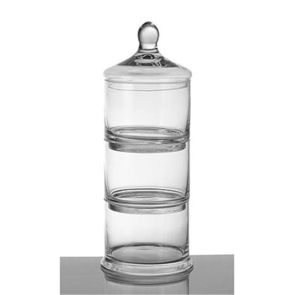 Diamond Star 17 x 6.5 in. 3 Storage Bowl Tower with Lid, Clear - 62038