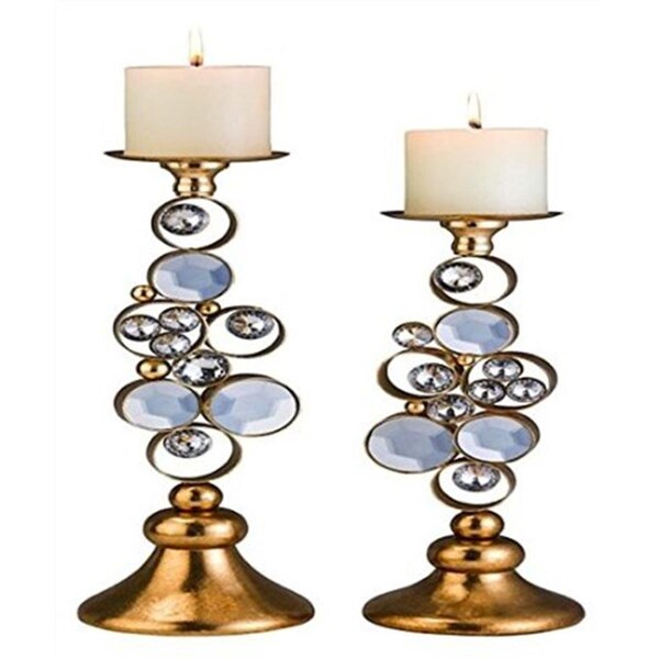 Ore International 14-16 H in. Gold Mahla Candle holder Set - K-4260-C1