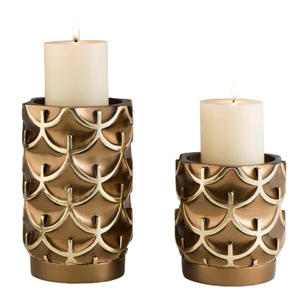 Ore International 55 8 in Mystic Owl Candleholders Gold Set of 2 - K4273C