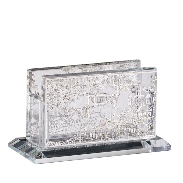 Schonfeld Collection 3 x 1.5 x 2 in. Crystal Mini Match Box Holder, Jerusalem Silver - 16552