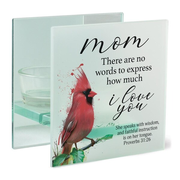 Dicksons Unisex Square Mom There are No Words Tealight Candle Holder, White - One Size - MCHQ68S