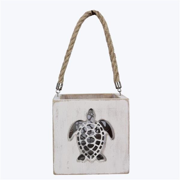 Youngs Wood Candle Holder Box with Turtle Design Cutout - 61716