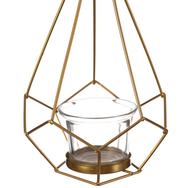 Fabulaxe Geometric Free Swinging Votive Candle Holder Decorative Modern Hanging Lantern Tabletop Centerpiece - QI004338