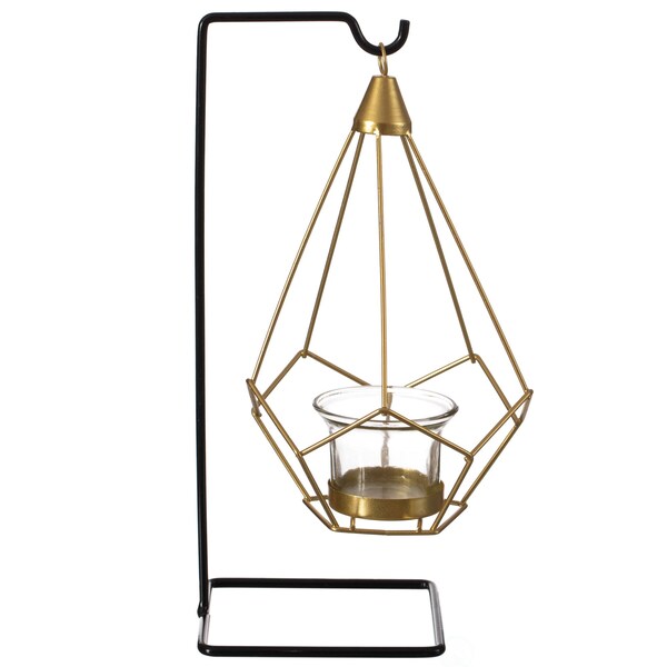 Fabulaxe Geometric Free Swinging Votive Candle Holder Decorative Modern Hanging Lantern Tabletop Centerpiece - QI004338