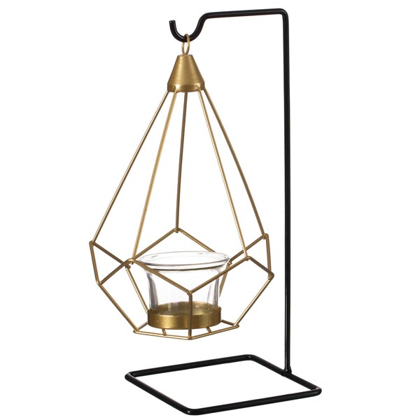 Fabulaxe Geometric Free Swinging Votive Candle Holder Decorative Modern Hanging Lantern Tabletop Centerpiece - QI004338