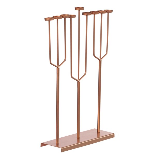 Vintiquewise Small Hanukkah Menorah, 9 Branch Tea Light Candle Holders, Rose Gold - QI004643.RG.S