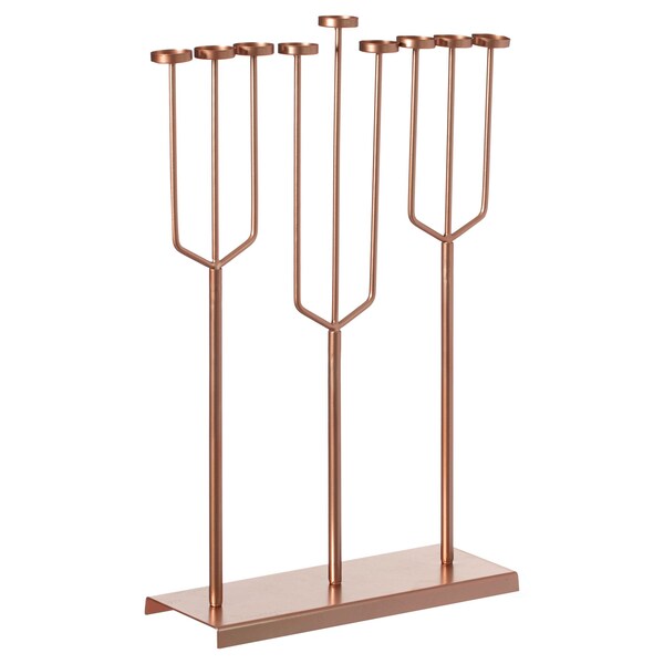 Vintiquewise Hanukkah Menorah, 9 Branch Tea Light Candle Holders, Rose Gold - QI004643.RG.L