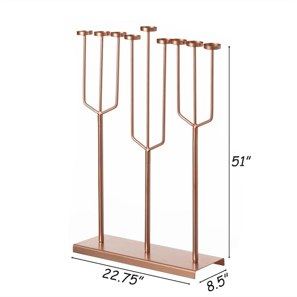 Vintiquewise Hanukkah Menorah, 9 Branch Tea Light Candle Holders, Rose Gold - QI004643.RG.L