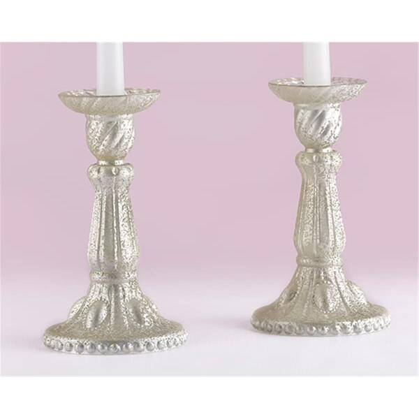 Kate Aspen Light Champagne Frosted Mercury Glass Candlesticks - 27117NA