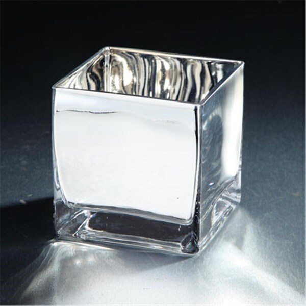 Diamond Star 4.5 x 4.5 x 4.5 in. Square Candle Holder, Silver - 57100