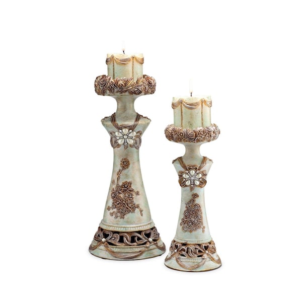 Omg 11.75 - 15.5 in. Vintage Rose Candle Holder - OM2629446