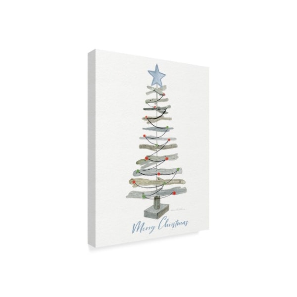 Trademark Fine Art Kathleen Parr Mckenna 'Coastal Holiday Tree Iii Red Merry Christmas' Canvas Art, 18x24 - WAP06215-C1824GG