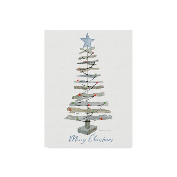 Trademark Fine Art Kathleen Parr Mckenna 'Coastal Holiday Tree Iii Red Merry Christmas' Canvas Art, 18x24 - WAP06215-C1824GG