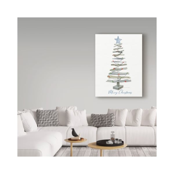 Trademark Fine Art Kathleen Parr Mckenna 'Coastal Holiday Tree Iii Red Merry Christmas' Canvas Art, 18x24 - WAP06215-C1824GG