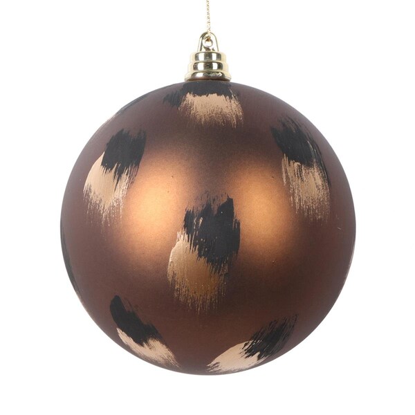 Vickerman 4 in. Brush Strokes Ball Ornament, Mocha - 4 per Bag - MT220776