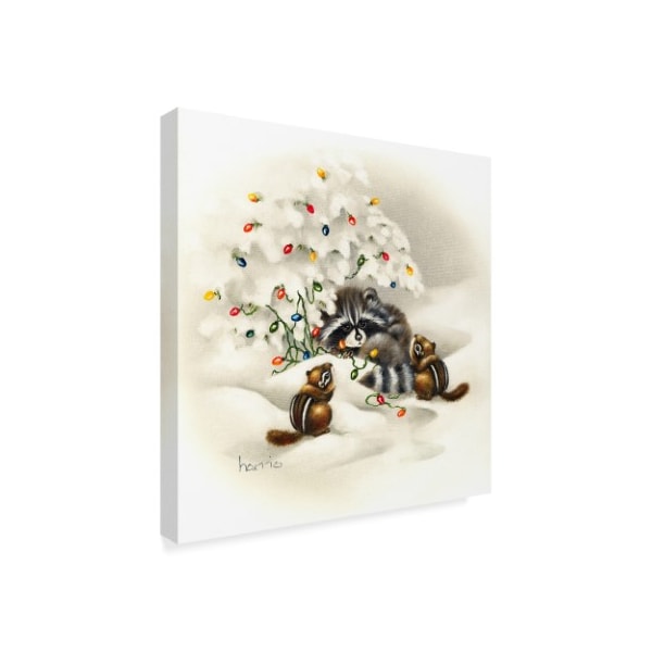 Trademark Fine Art Peggy Harris 'Raccoon Christmas Lights' Canvas Art, 18x18 - ALI42299-C1818GG