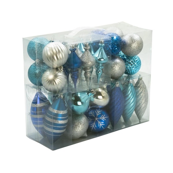 Queens Of Christmas Christmas Ornaments Blue & Silver, 40PK - ORNPK-BTOF-ARTIC-40