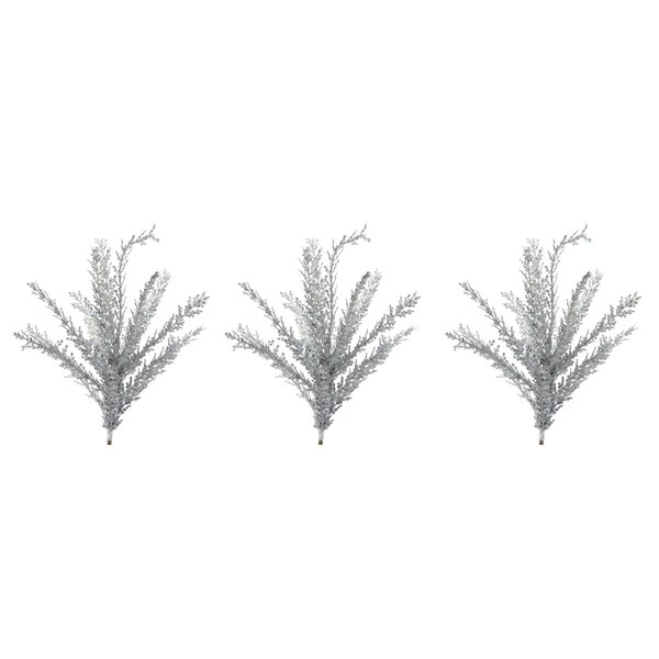 Adlmired By Nature 23 in. Glitter Filigree Leaf Spray Christmas Decor, Silver - Set of 3 - GXL7706-SILVER-3