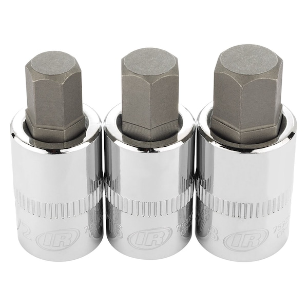 Ingersoll-Rand 3 Piece 1/2 Inch Drive SAE Hex Bit Socket Set - 752030X